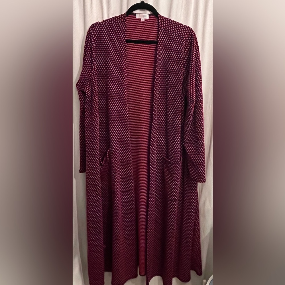 Pink & Black LuLaRoe Sarah Long Cardigan Sweater